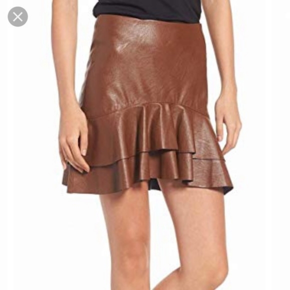 Soprano Ruffle Hem Faux Leather skirt - Picture 6 of 7